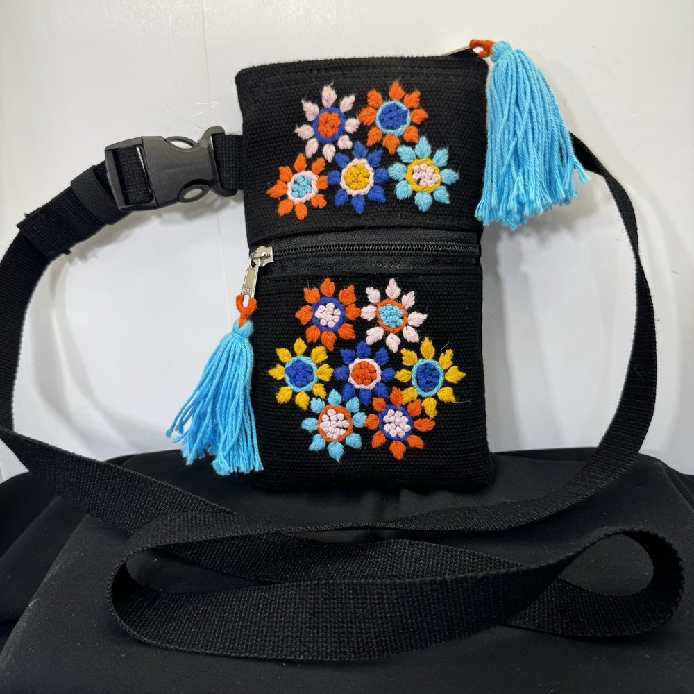 Tey-Art Peru Embroidered Crossbody Handbag Purse Boho Wool